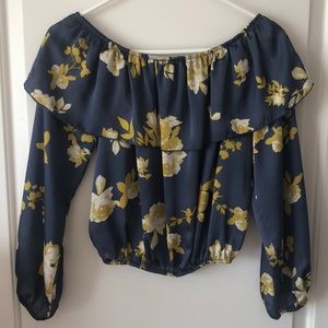 Off-the-shoulder Floral Blouse